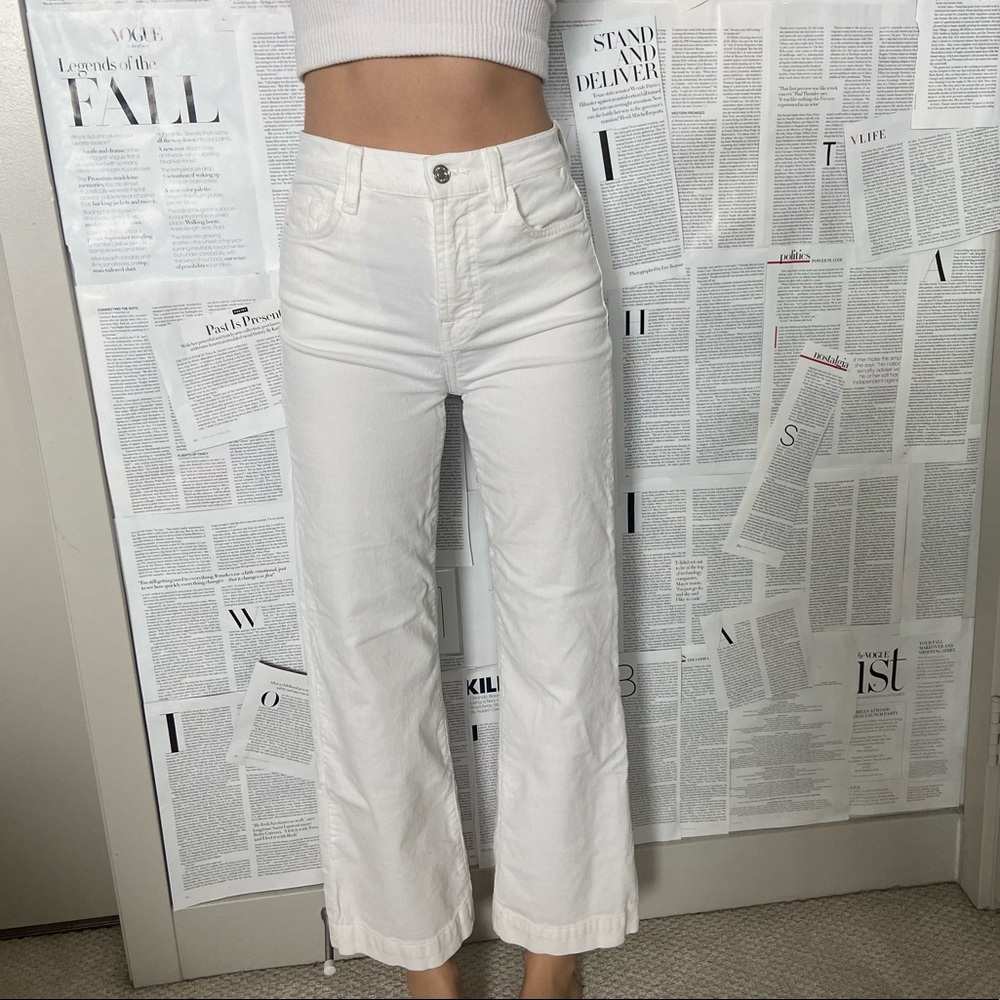 7 for all mankind high-rise white corduroy jeans